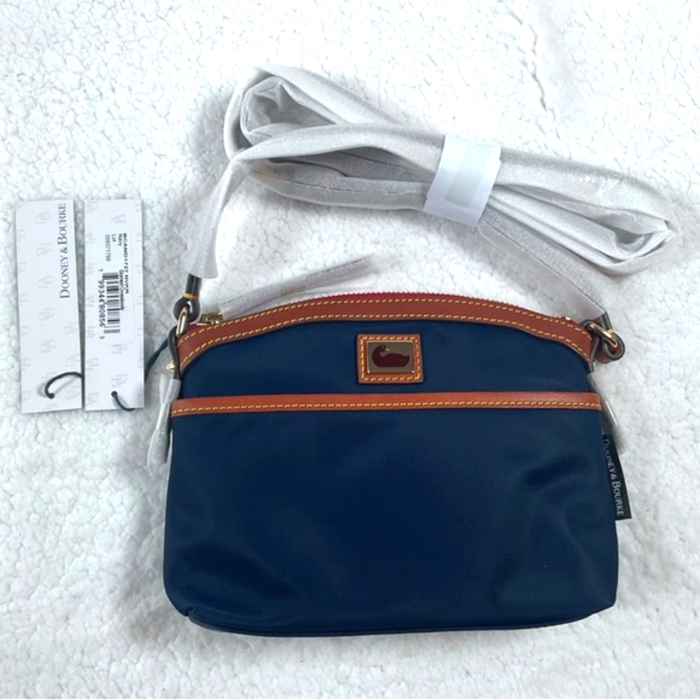 Dooney & Bourke Wayfarer Domed Purse Bag Navy Blue Nylon with Leather Trim NWT